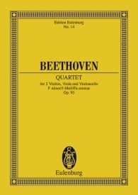 Beethoven: String Quartet F minor Opus 95 (Study Score) published by Eulenburg
